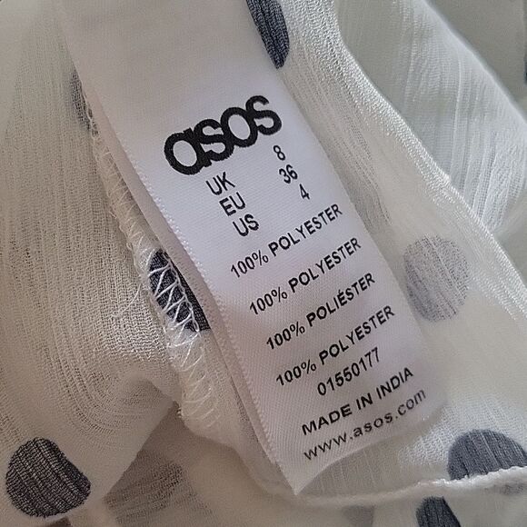 NWT Chiffon Ruffle Blouse Sz S Coquette Feminine Polka Dot Retro Sheer Modest - Picture 8 of 10